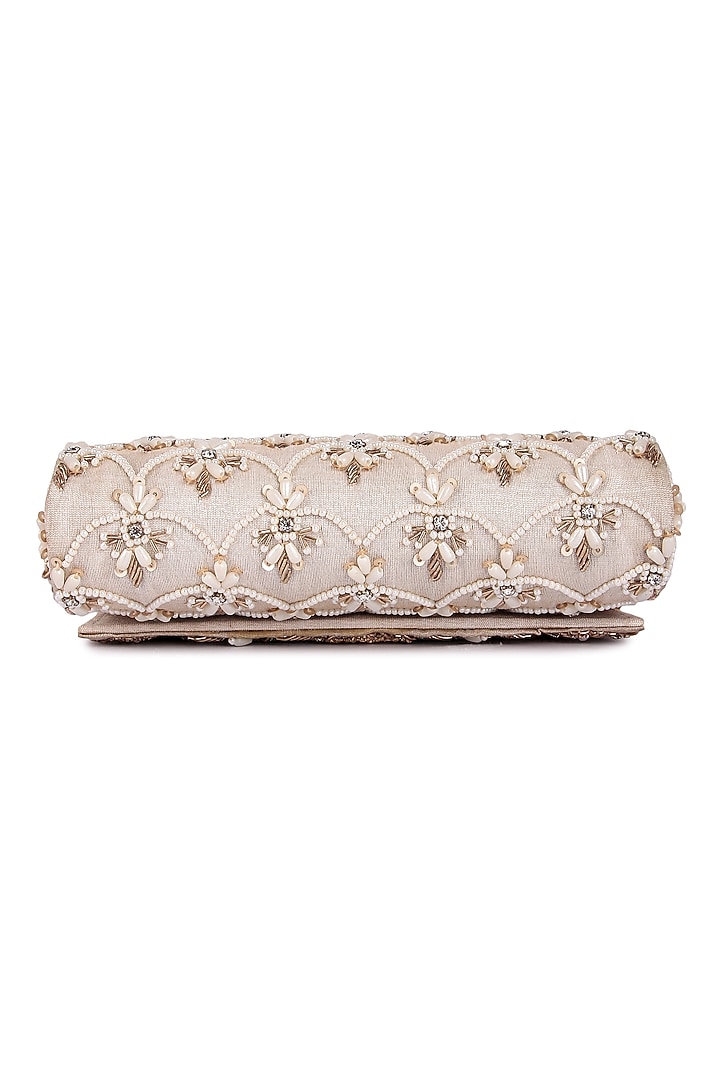 Multi-Colored Raw Silk Hand Embroidered Clutch by The Purple Sack at Pernia's Pop Up Shop