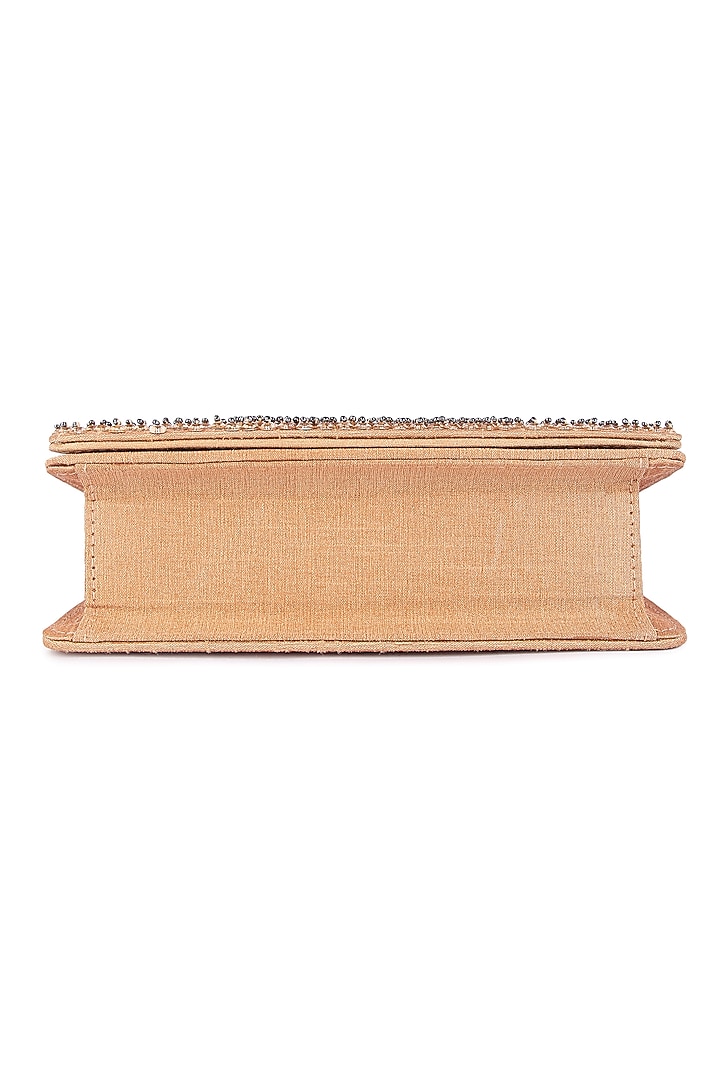 Golden Raw Silk Hand Embroidered Clutch by The Purple Sack at Pernia's Pop Up Shop