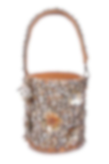 Golden Velvet Hand Embroidered Potli by The Purple Sack at Pernia's Pop Up Shop