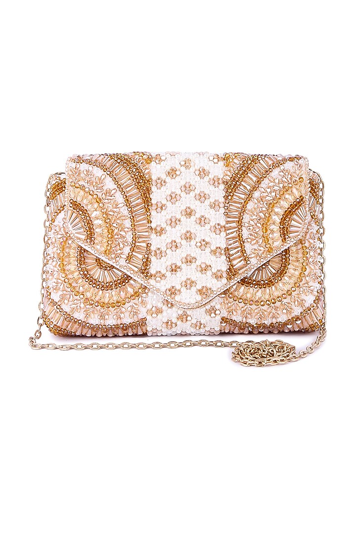 Multi-Colored Raw Silk Hand Embroidered Clutch by The Purple Sack at Pernia's Pop Up Shop