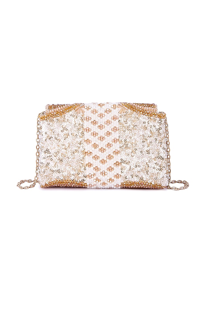 Multi-Colored Raw Silk Hand Embroidered Clutch by The Purple Sack at Pernia's Pop Up Shop