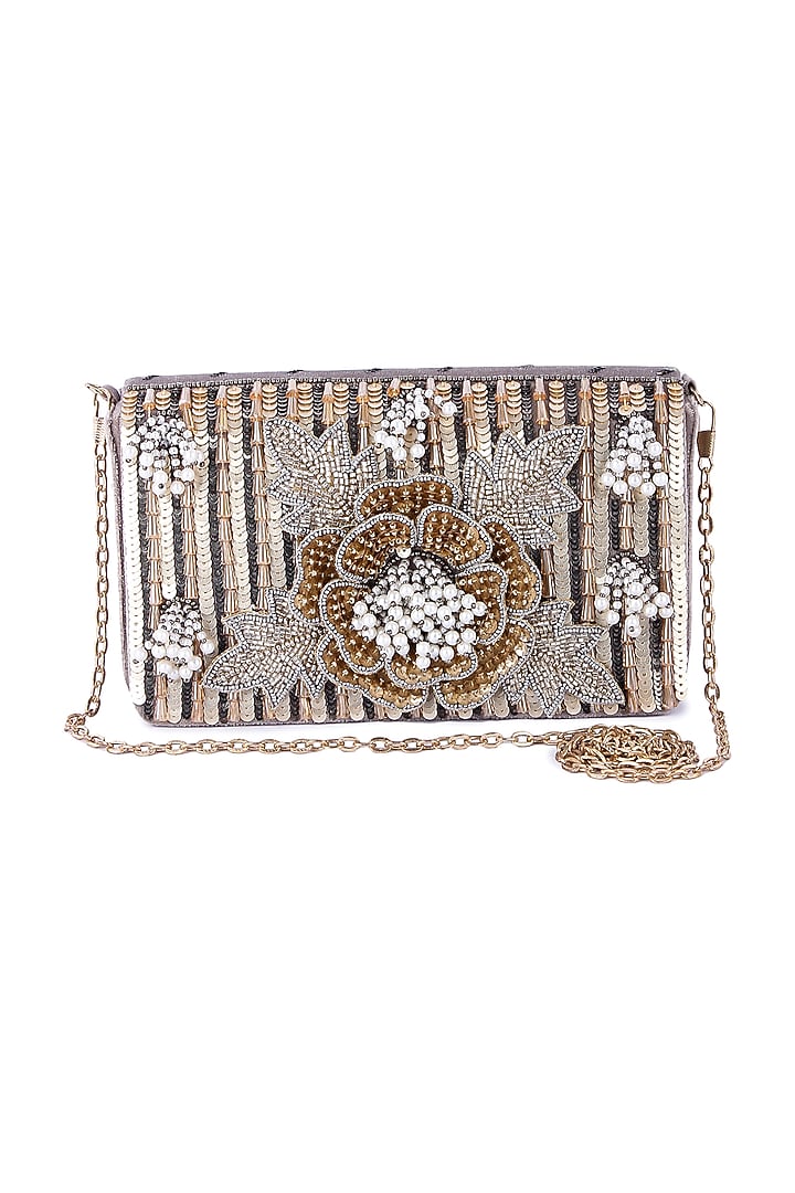 Multi-Colored Velvet Hand Embroidered Clutch by The Purple Sack at Pernia's Pop Up Shop