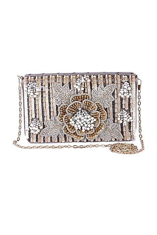Multi-Colored Velvet Hand Embroidered Clutch by The Purple Sack