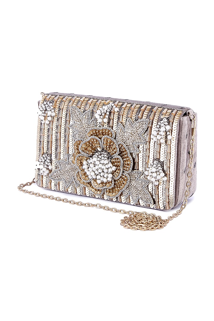 Multi-Colored Velvet Hand Embroidered Clutch by The Purple Sack at Pernia's Pop Up Shop