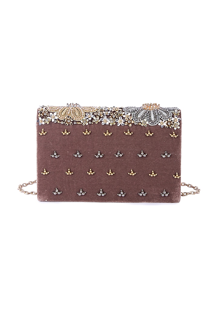 Multi-Colored Velvet Hand Embroidered Clutch by The Purple Sack at Pernia's Pop Up Shop