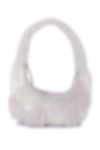 White Velvet Hand Embroidered Clutch by The Purple Sack at Pernia's Pop Up Shop