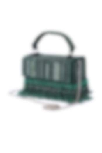 Green Velvet Hand Embroidered Clutch by The Purple Sack at Pernia's Pop Up Shop