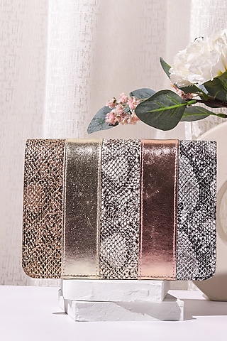 Multi-Colored Leatherette Patchwork Clutch by The Purple Sack
