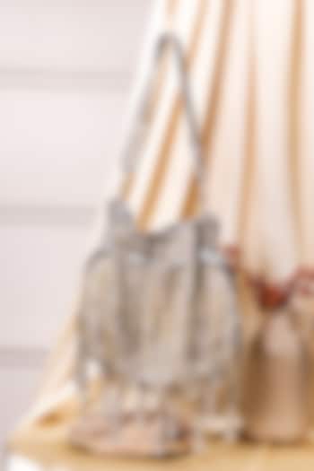 Multi-Colored Raw Silk Hand Embroidered Potli by The Purple Sack at Pernia's Pop Up Shop