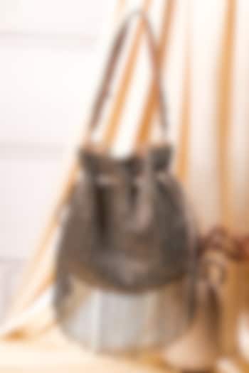 Multi-Colored Raw Silk Hand Embroidered Potli by The Purple Sack at Pernia's Pop Up Shop