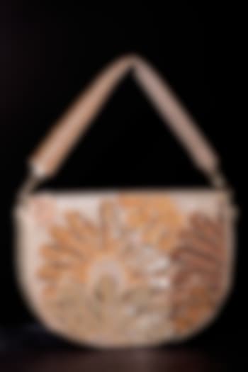 Gold Raw Silk Hand Embroidered Clutch by The Purple Sack at Pernia's Pop Up Shop