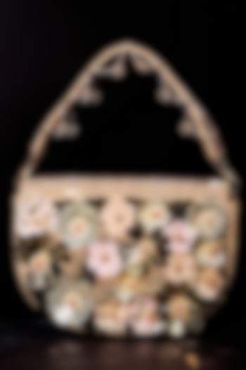 Multi-Colored Raw Silk Hand Embroidered Clutch by The Purple Sack at Pernia's Pop Up Shop