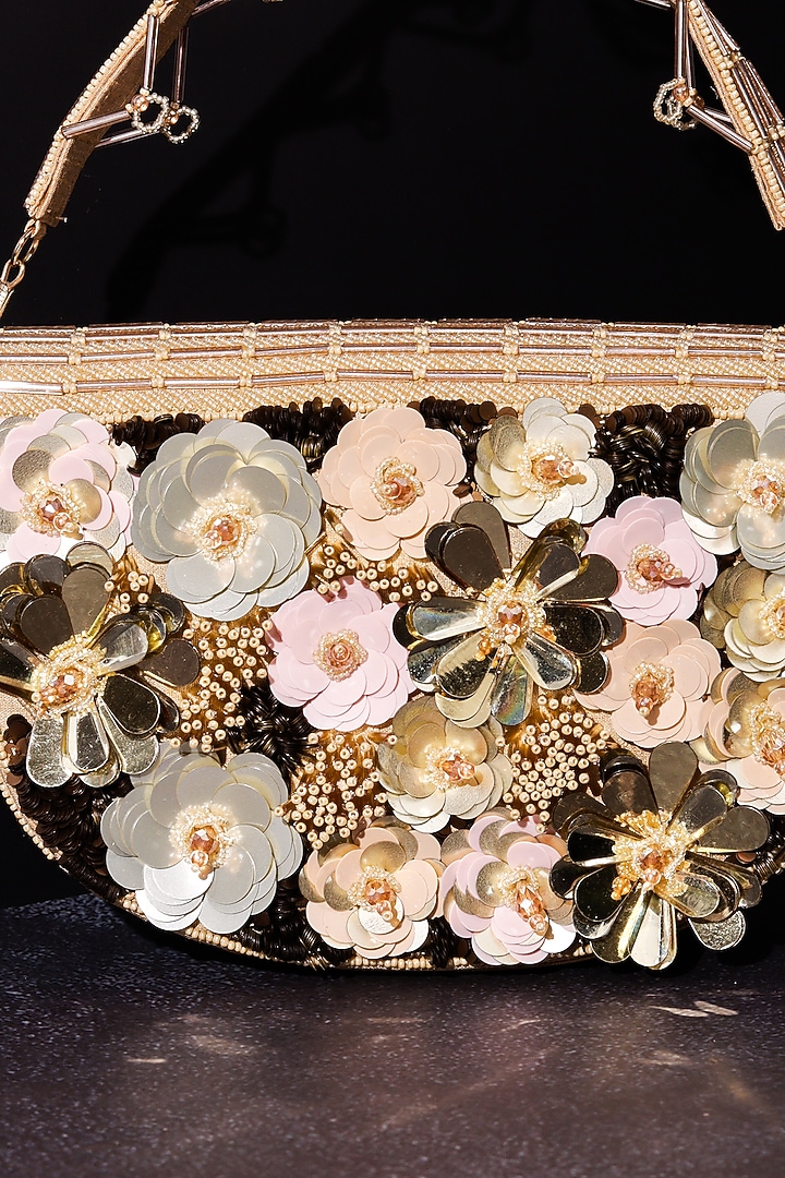 Multi-Colored Raw Silk Hand Embroidered Clutch by The Purple Sack at Pernia's Pop Up Shop