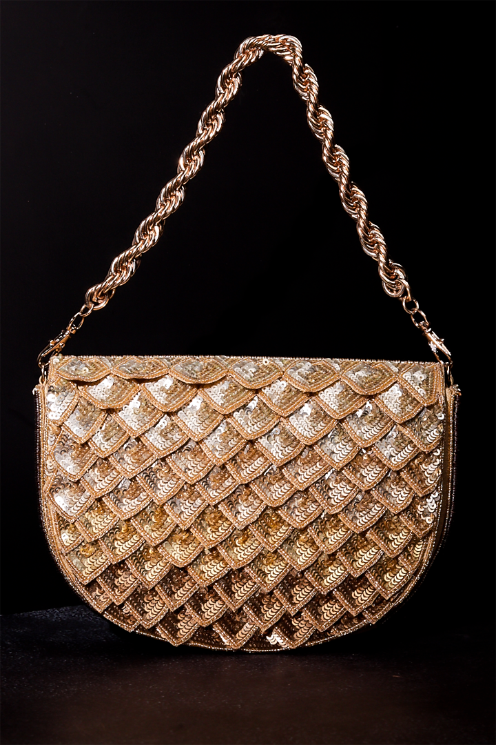 Multi-Colored Raw Silk Hand Embroidered Clutch by The Purple Sack at Pernia's Pop Up Shop