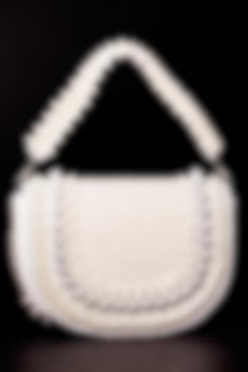 White Velvet Hand Embroidered Clutch by The Purple Sack at Pernia's Pop Up Shop