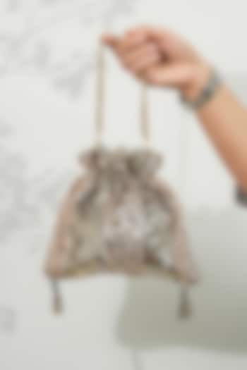Grey Velvet Handcrafted Potli by The Purple Sack at Pernia's Pop Up Shop