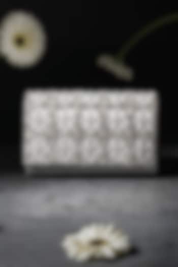 Silver Raw Silk Handcrafted Clutch by The Purple Sack at Pernia's Pop Up Shop