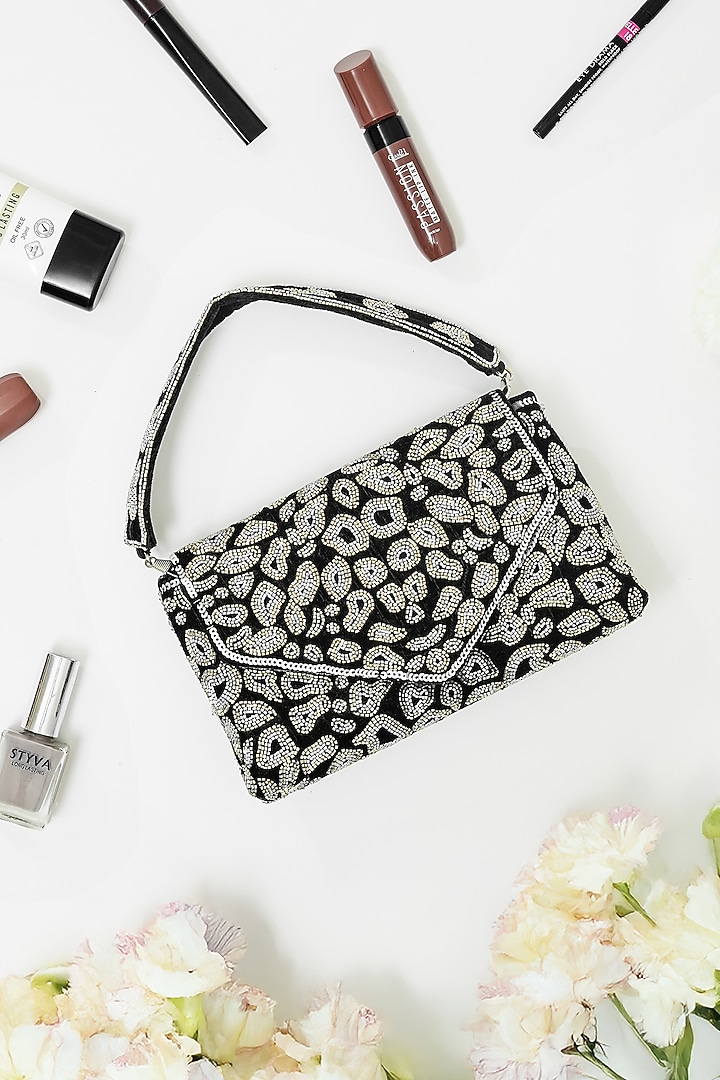 Black Velvet Handcrafted Clutch by The Purple Sack at Pernia's Pop Up Shop