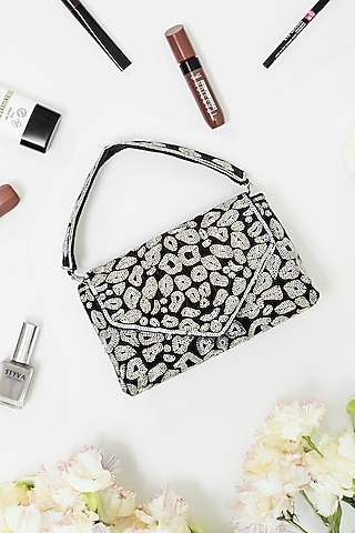 Black Velvet Handcrafted Clutch by The Purple Sack