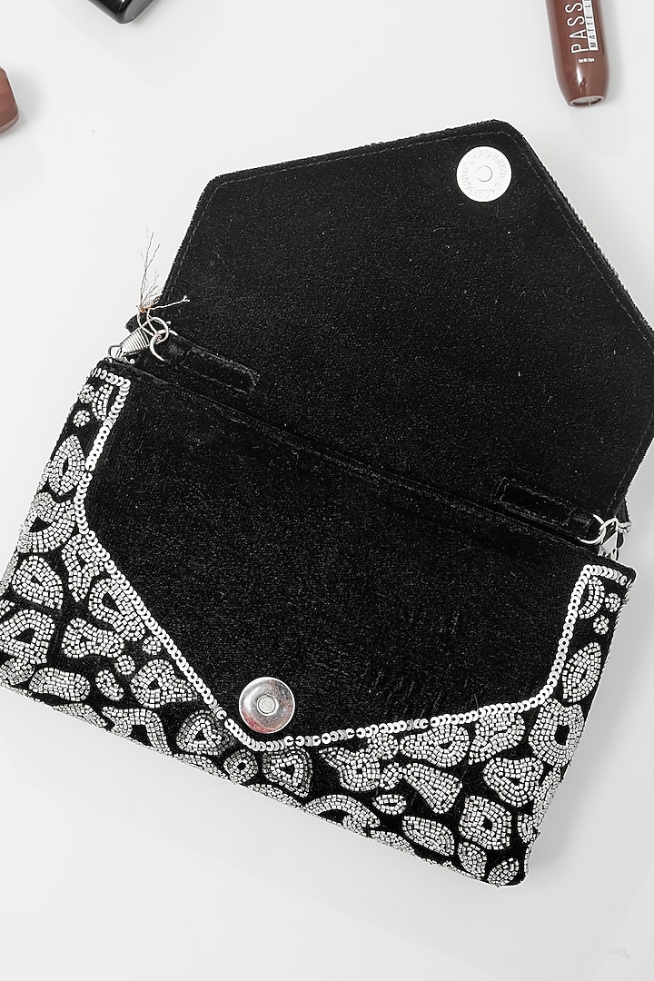 Black Velvet Handcrafted Clutch by The Purple Sack at Pernia's Pop Up Shop
