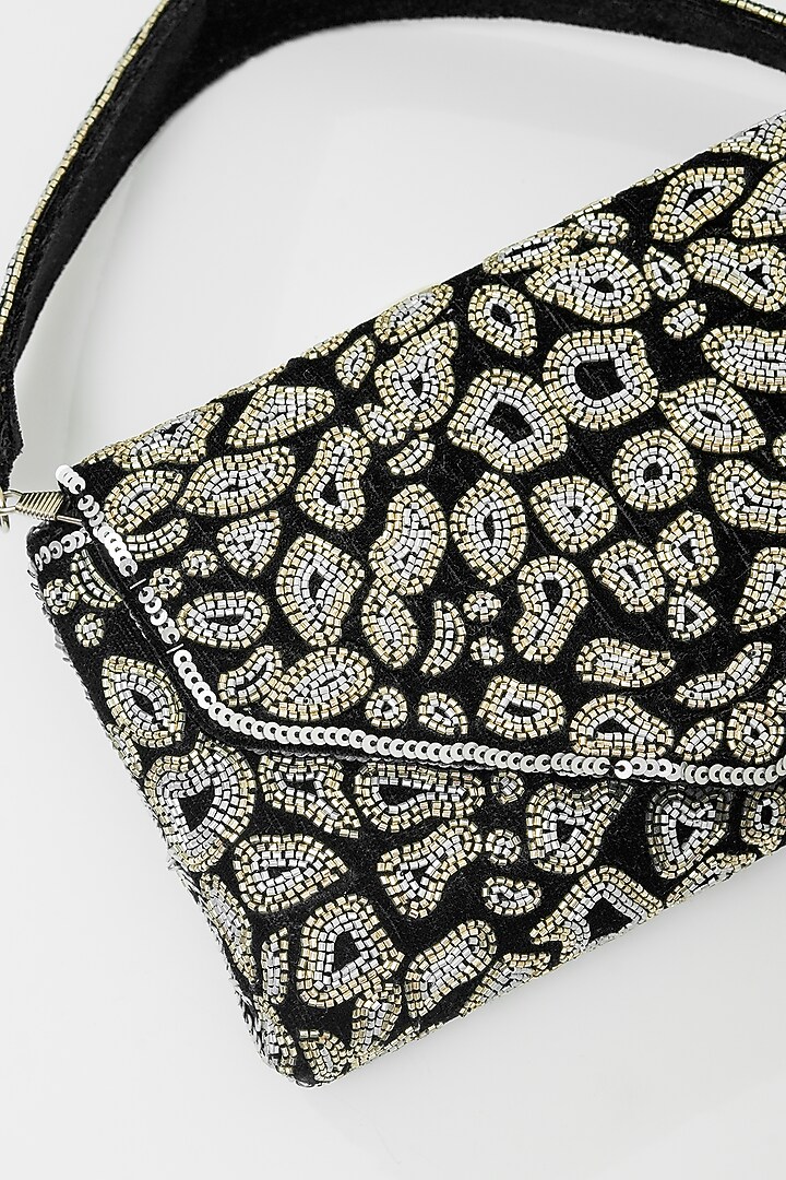 Black Velvet Handcrafted Clutch by The Purple Sack at Pernia's Pop Up Shop