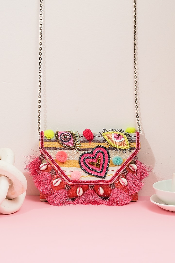 Multi-Colored Jacquard Handcrafted Bob-Eye Clutch by The Purple Sack at Pernia's Pop Up Shop