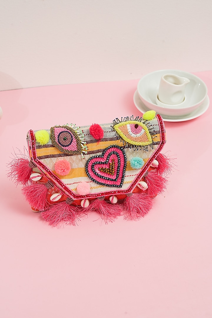 Multi-Colored Jacquard Handcrafted Bob-Eye Clutch by The Purple Sack at Pernia's Pop Up Shop