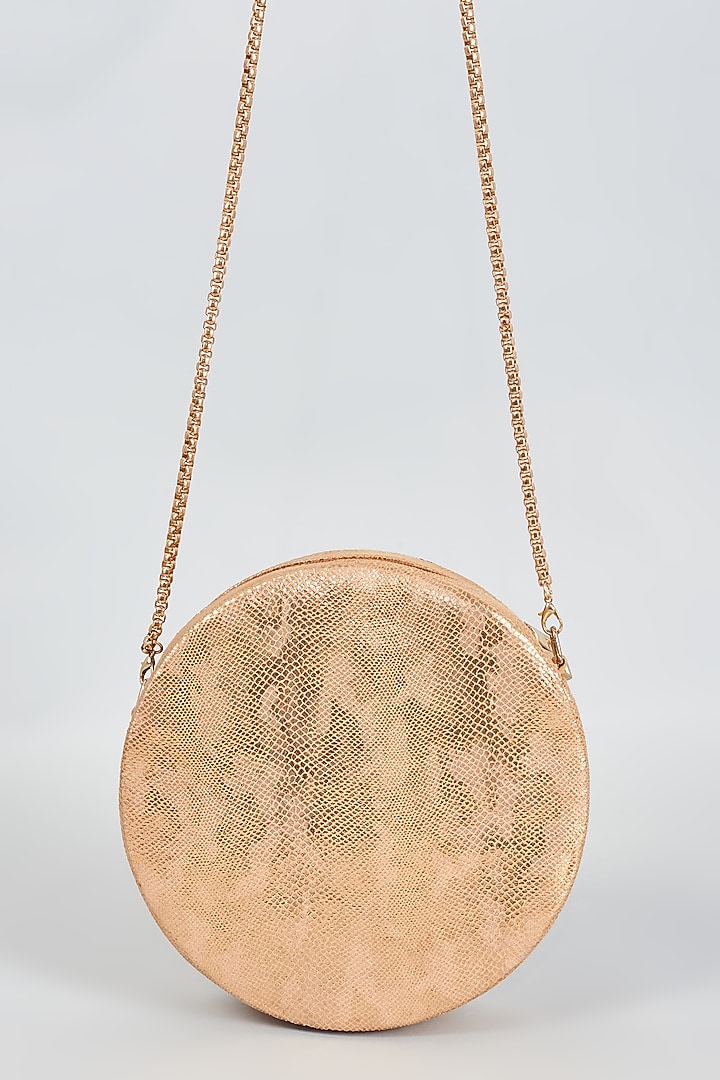 Pink Raw Silk Hand Embroidered Round Sling Bag by The Purple Sack at Pernia's Pop Up Shop