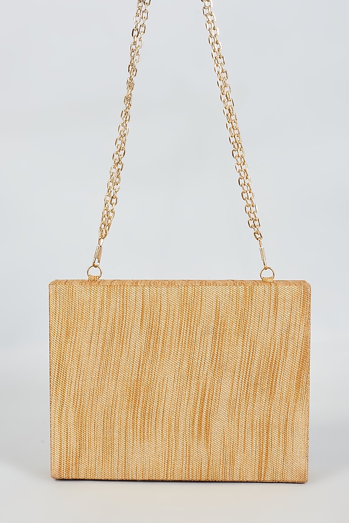 Black & Gold Raw Silk Hand Embroidered Clutch by The Purple Sack at Pernia's Pop Up Shop
