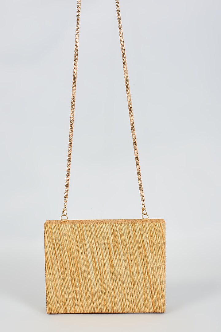 Black & Gold Raw Silk Hand Embroidered Clutch by The Purple Sack at Pernia's Pop Up Shop