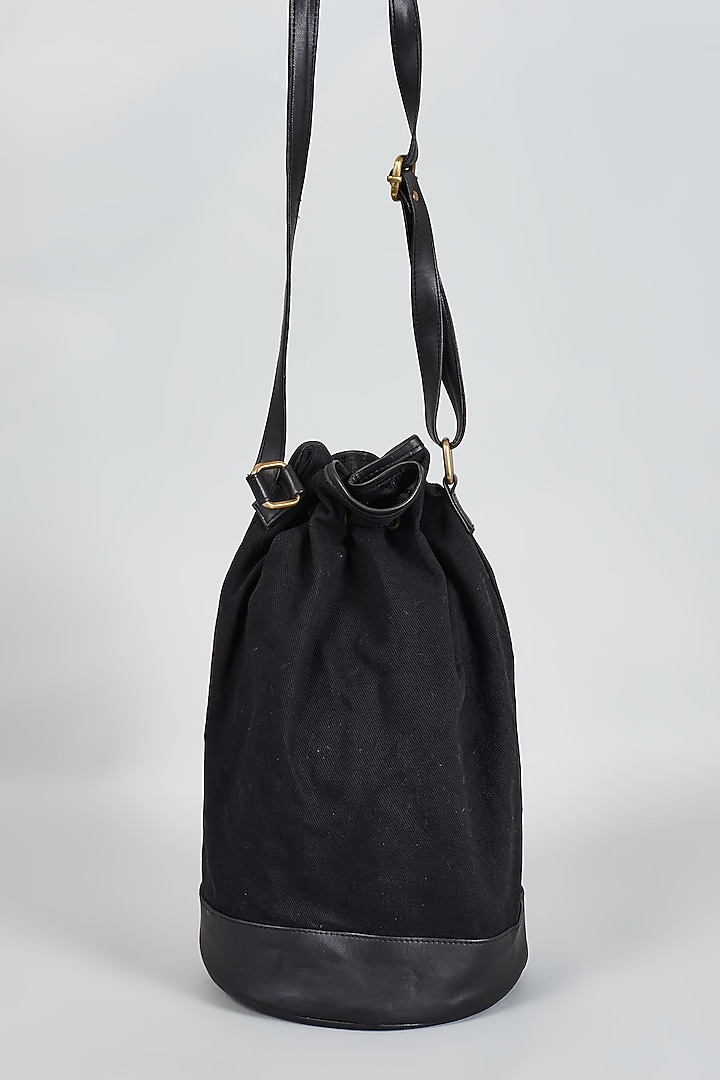 Black Hand Embroidered Sling Bag by The Purple Sack at Pernia's Pop Up Shop