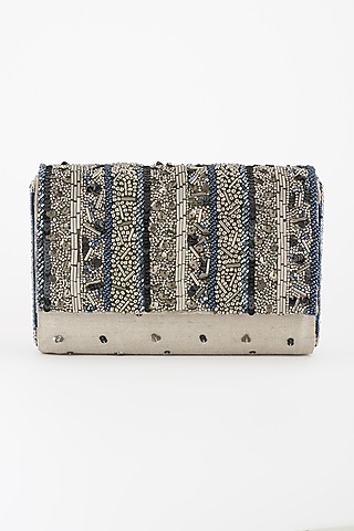 Multi Colored Hand Embroidered Clutch by The Purple Sack