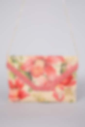 Multi Coloured Hand Embroidered Clutch With Sling Chain by The Purple Sack at Pernia's Pop Up Shop