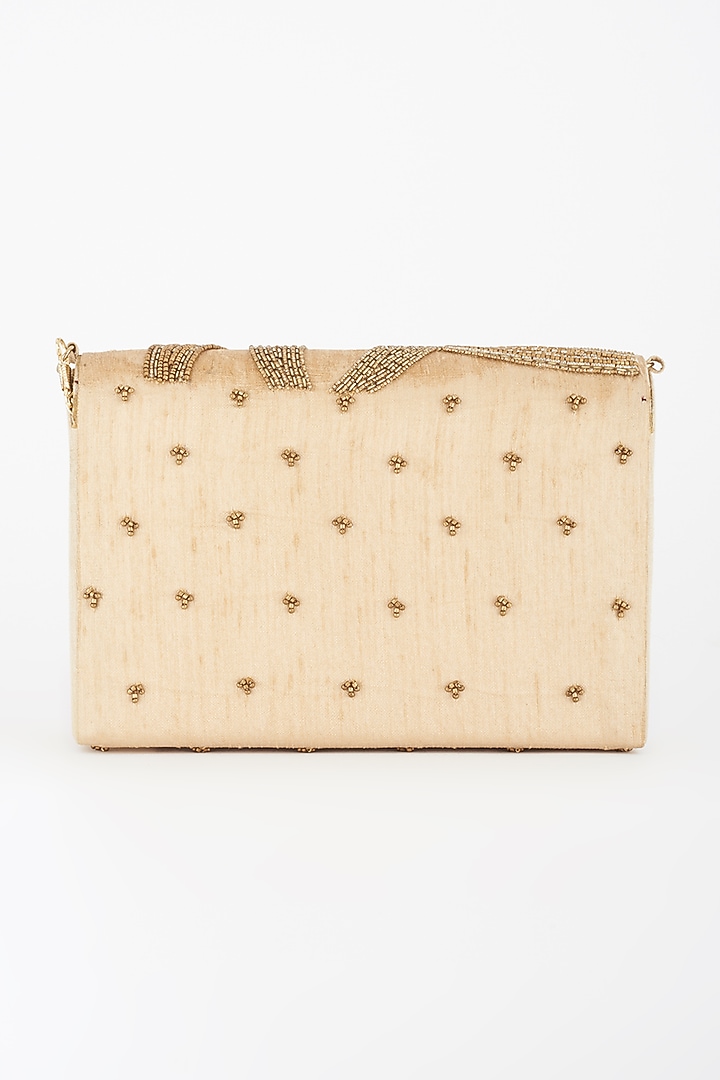 Gold Hand Embroidered Clutch by The Purple Sack at Pernia's Pop Up Shop