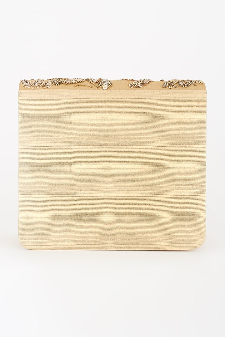 Golden Hand Embroidered Clutch by The Purple Sack at Pernia's Pop Up Shop