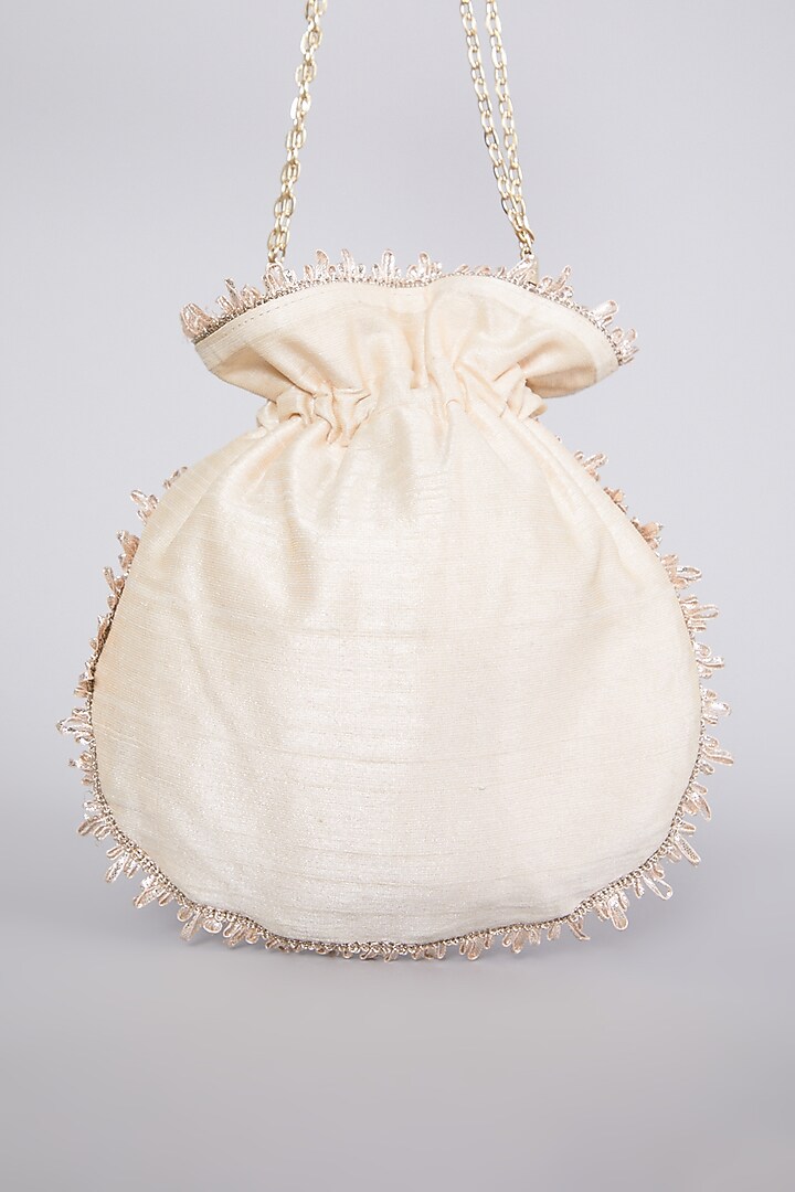 Gold Hand Embroidered Potli by The Purple Sack at Pernia's Pop Up Shop