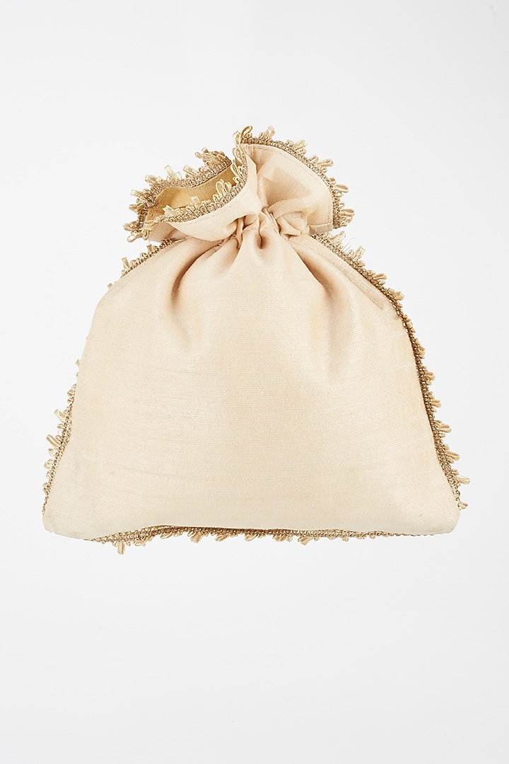 Golden Hand Embroidered Potli Bag by The Purple Sack at Pernia's Pop Up Shop