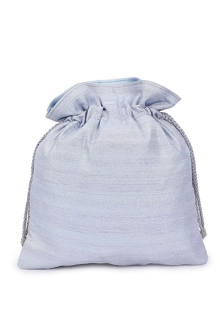 Silver Hand Embroidered Potli by The Purple Sack at Pernia's Pop Up Shop