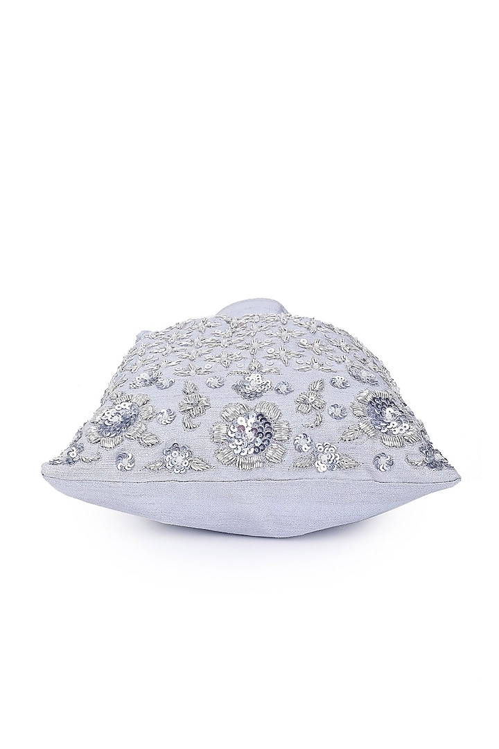 Silver Hand Embroidered Potli by The Purple Sack at Pernia's Pop Up Shop