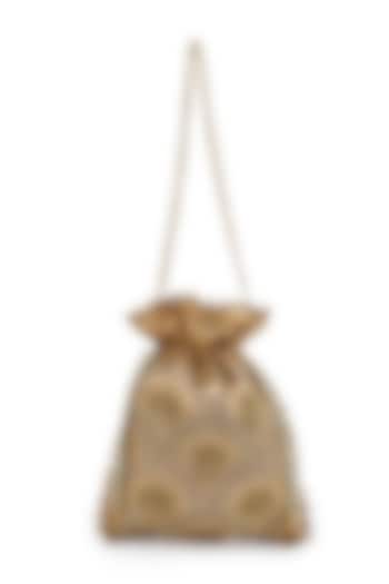 Gold Hand Embroidered Potli by The Purple Sack at Pernia's Pop Up Shop