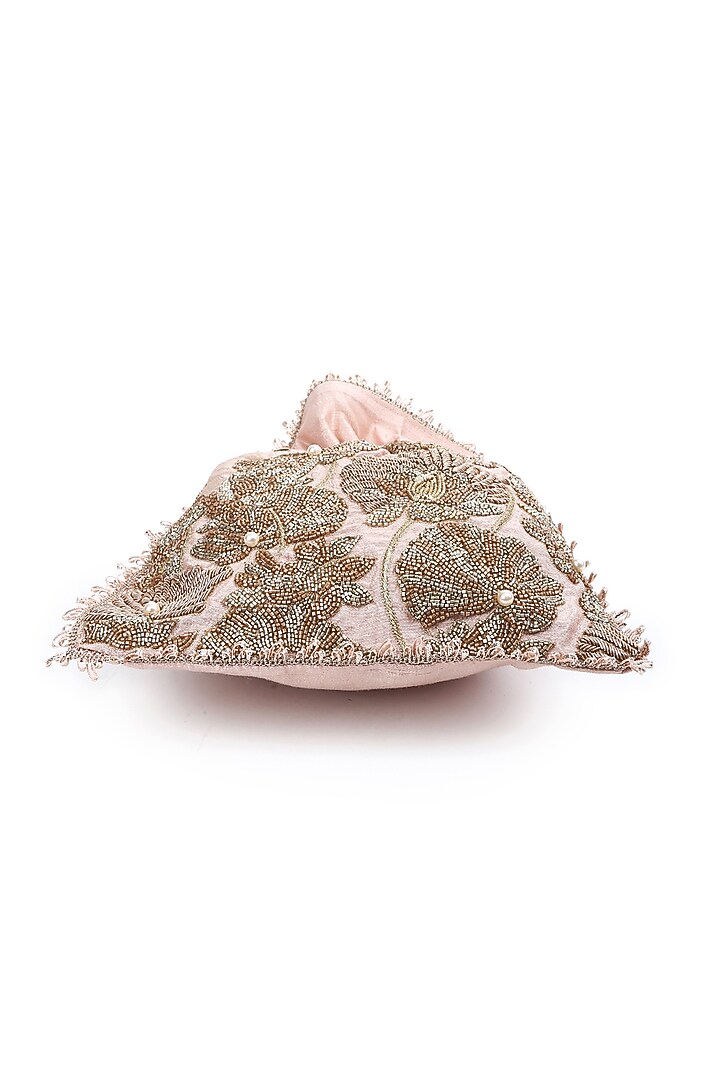 Peach Hand Embroidered Potli by The Purple Sack at Pernia's Pop Up Shop