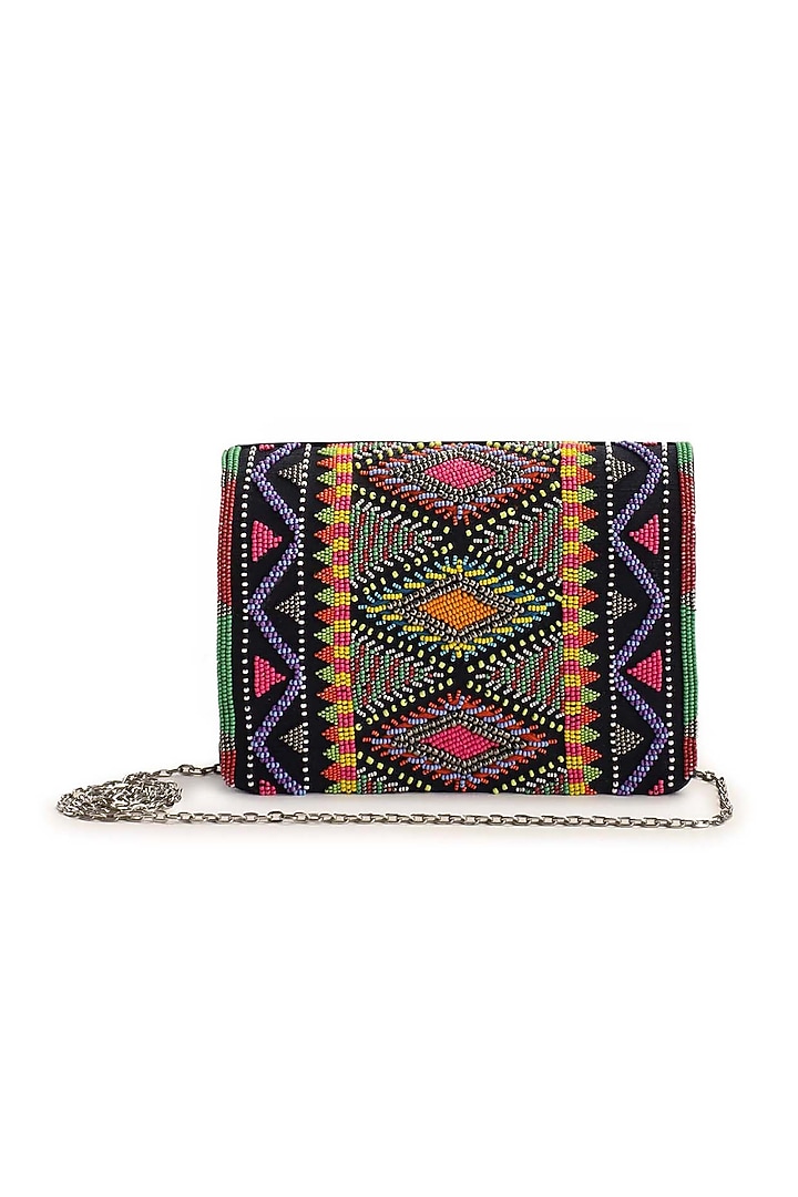Multi Colored Hand Embroidered Clutch by The Purple Sack at Pernia's Pop Up Shop