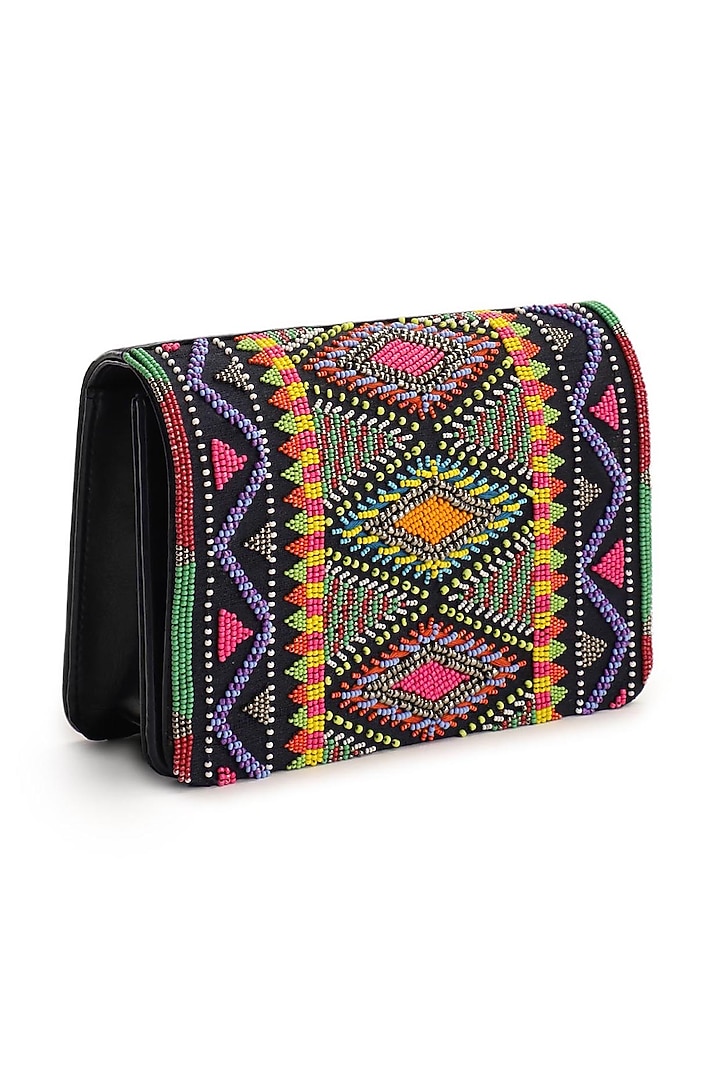 Multi Colored Hand Embroidered Clutch by The Purple Sack at Pernia's Pop Up Shop