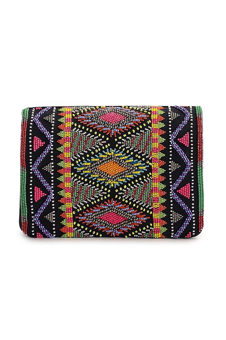 Multi Colored Hand Embroidered Clutch by The Purple Sack at Pernia's Pop Up Shop