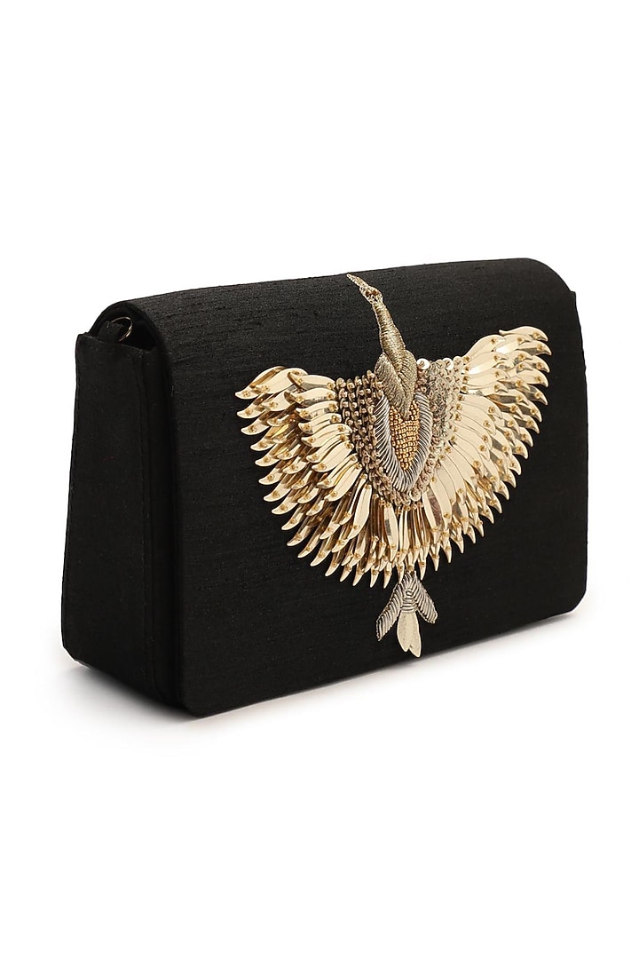 Black Embroidered Clutch by The Purple Sack at Pernia's Pop Up Shop