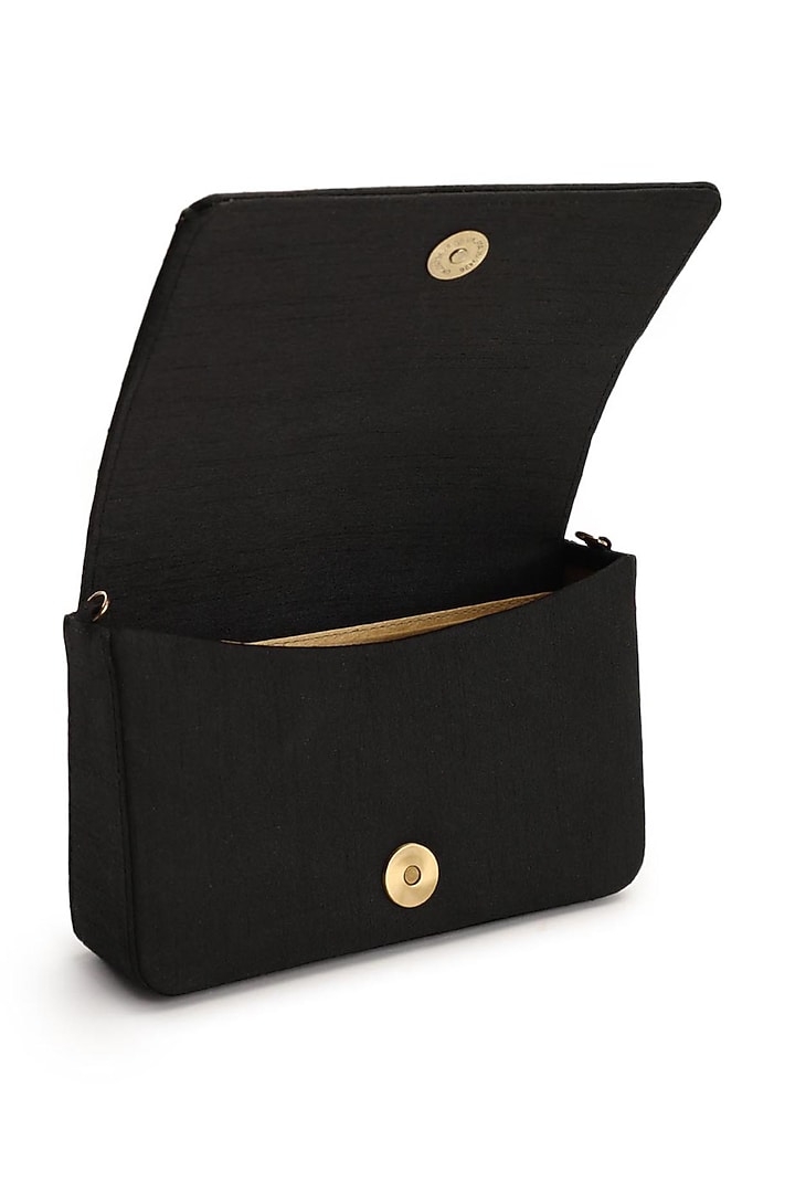 Black Embroidered Clutch by The Purple Sack at Pernia's Pop Up Shop