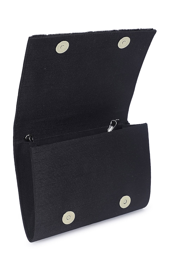 Black Hand Embroidered Clutch Bag by The Purple Sack at Pernia's Pop Up Shop