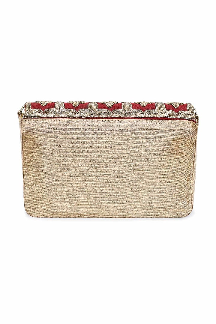 Maroon Hand Embroidered Clutch by The Purple Sack at Pernia's Pop Up Shop