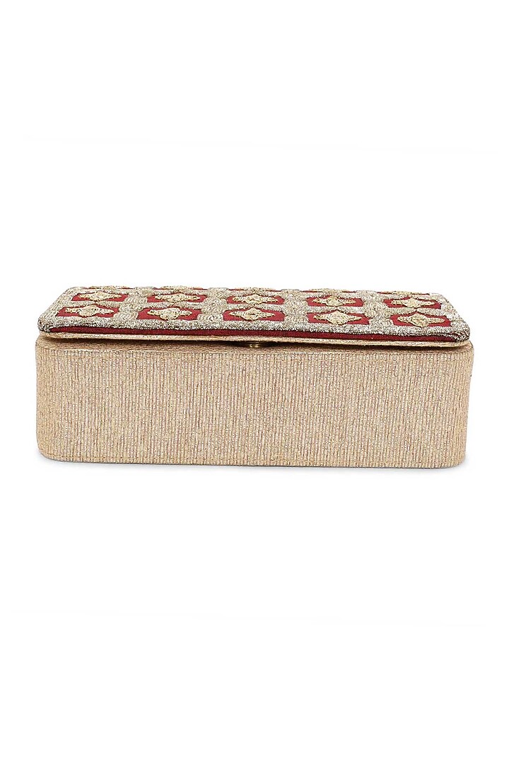 Maroon Hand Embroidered Clutch by The Purple Sack at Pernia's Pop Up Shop