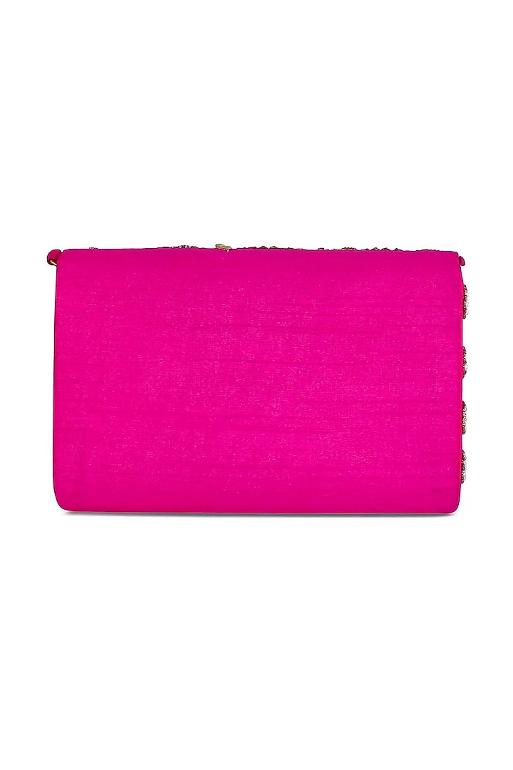 Pink Hand Embroidered Clutch by The Purple Sack at Pernia's Pop Up Shop